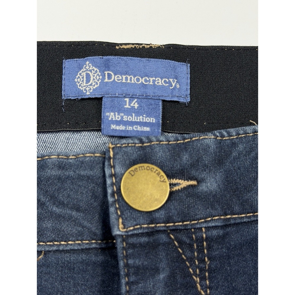 Democracy Ab Solution Denim Shorts Size 14 Blue Stretch Bermuda Comfort Casual - Picture 2 of 12